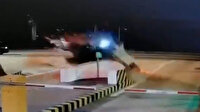 Çin'de gişelere çarpan otomobil havada takla attı